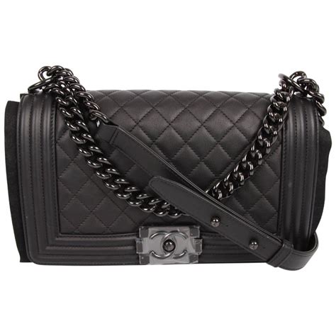 chanel boy so black medium|chanel black boyfriend bag.